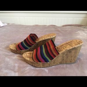 Funky multicolored slip on wedge size 9